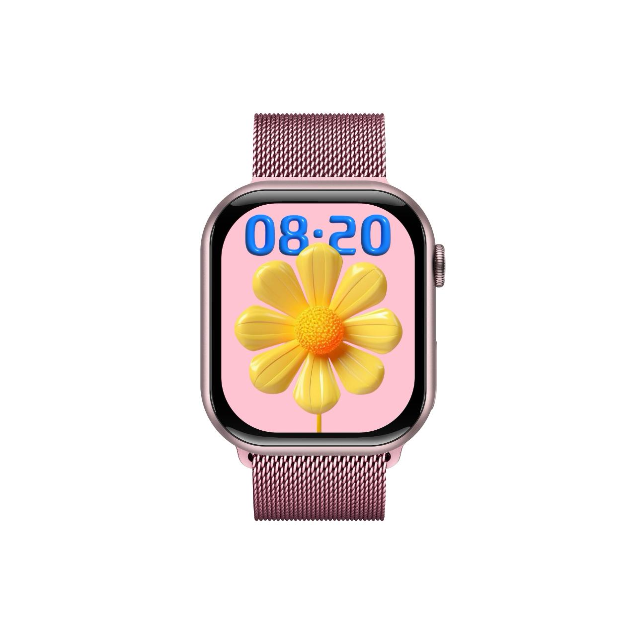 BİLİŞİM BURADA X28 Mini Series 10 Pembe Akıllı Saat  5 Kayışlı, Kablosuz Şarjlı, Şık Tasarım, Hızlı Kargo